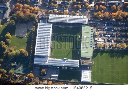 Freiburg, Germany - October 22, 2016: Aerial view of the soccer stadium on a match day
