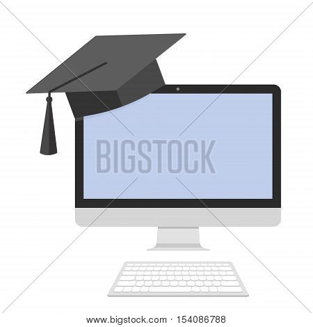 Graduation Cap And Computer