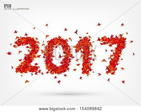 Origami birds. Paper. Christmas and new zear. 2017. December.Holiday.