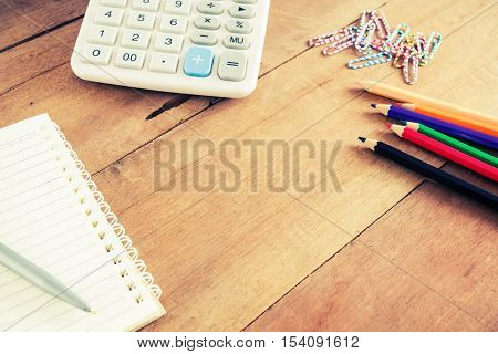 Office table with copy space Can be used for display or text message vintage style
