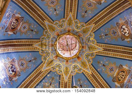 GUANAJUATO, MEXICO - DECEMBER 31, 2014 Dome Angels Basilica Templo De Belen Temple of Belen Parroquia de Immaculada Corzaon de Maria Guanajuato Mexico. Built in the 1700s finished 1775.