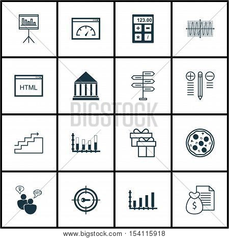 Set Of 16 Universal Editable Icons. Can Be Used For Web, Mobile And App Design. Includes Icons Such