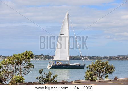Auckland New Zealand- December 10 2013. Sailing boat in the Westhaven Marina.