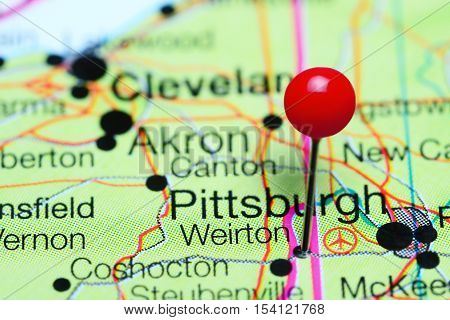 Weirton pinned on a map of West Virginia, USA