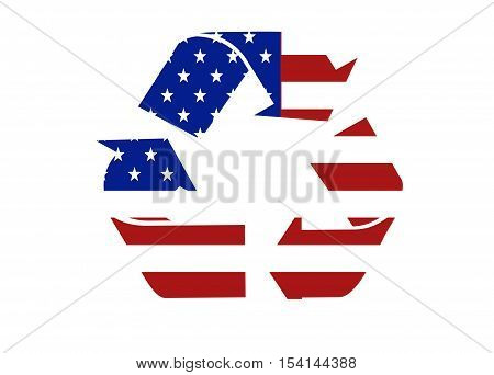 US flag recycle symbol logo on a solid background