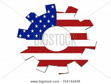 US flag gear symbol/ logo on a solid background