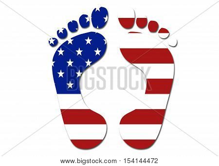 US flag foot print symbol/ logo on a solid background