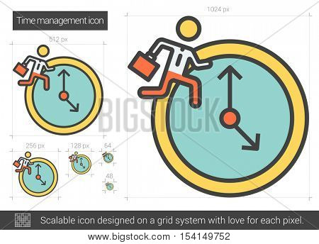 Time managment vector line icon isolated on white background. Time managment line icon for infographic, website or app. Scalable icon designed on a grid system.