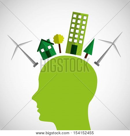 think green ecology icons vector illustration design