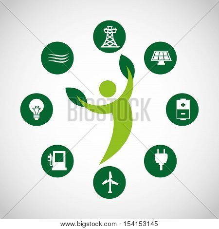 ecological alternative energy green vector illustration design