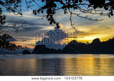 Sea and sky during sunrise in early morning.