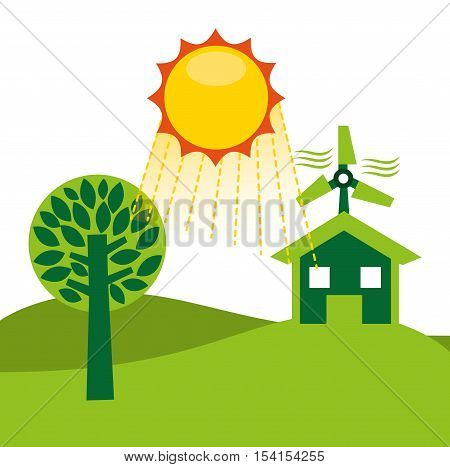 ecological alternative energy green vector illustration design