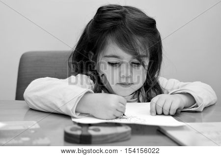 Little Child Girl Painting