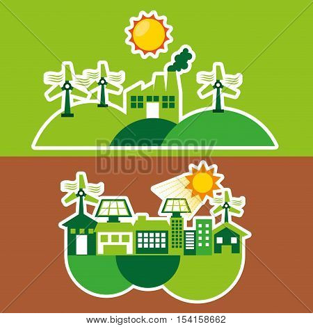 ecological alternative energy green vector illustration design