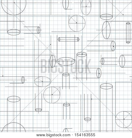 Technical drawing seamless pattern for design in construction style. Vector illustration