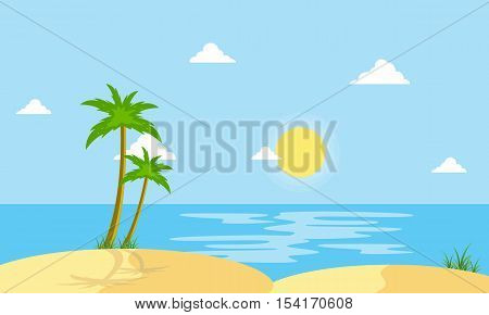 Beach scenery cartoon vector flat style collection