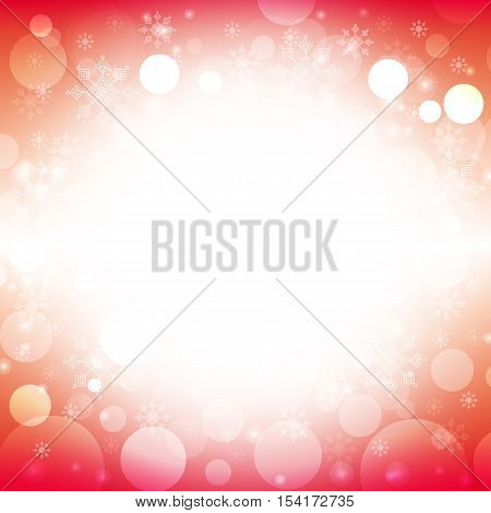Christmas and winter background - White snowflakes on red and white border background