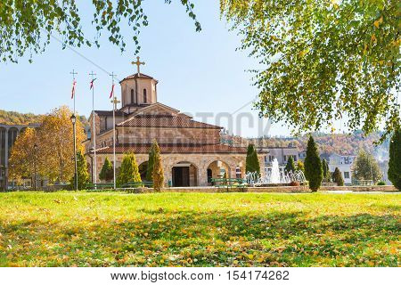 Church in Makedonska Kamenica town in the north-east of Republic of Macedonia in autumn