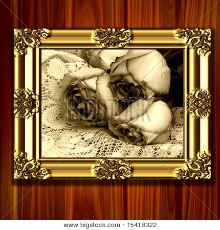 Indrammet Vintage roser Photoart