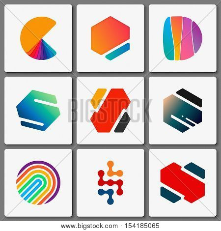 Logo design set. Geometric logos. Creative abstract logo. Simple element