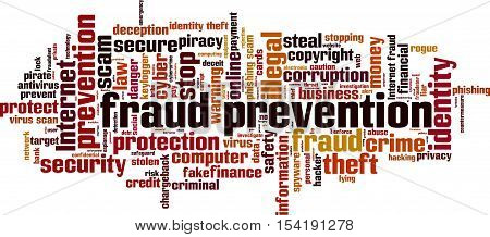Fraud prevention word cloud concept. Vector illustration