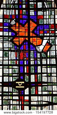 Sainte Marie de Re France - september 25 2016 : the Notre Dame church stained glass window