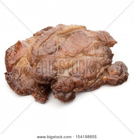 Cooked fried pork meat isolated on white background cutout
