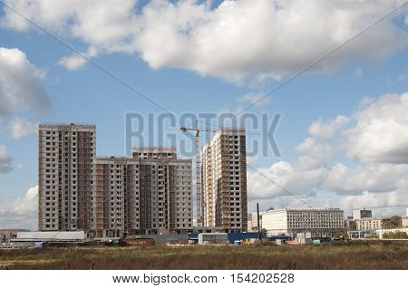 MOSCOW RUSSIA OCTOBER 01. 2016: - Construction of new apartment buildings in Tushino the norhtern part of the city