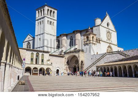 ASSISI ITALY - SEPTEMBER 4 2016: Basilica di San Francesco in Assisi Italy