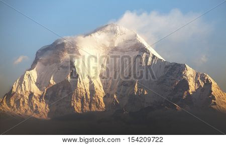 Morning panoramic view of Mount Dhaulagiri from Poon Hill view point Nepa