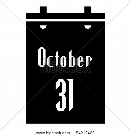 Calendar thirty first of October icon. Simple illustration of calendar thirty first of October vector icon for web