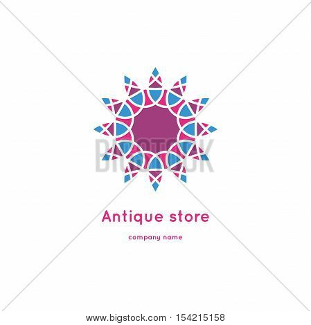 Decorative flower element. Ornamental vector symbols. Circle colorful icon. Isolated abstract colorful vector logo. Vector vintage mandala logo. Kaleidoscope flower.
