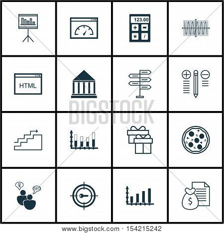 Set Of 16 Universal Editable Icons. Can Be Used For Web, Mobile And App Design. Includes Icons Such