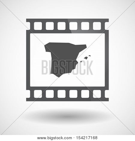 Isolated 35Mm Film Frame Slide Photogram With  The Map Of  Spain