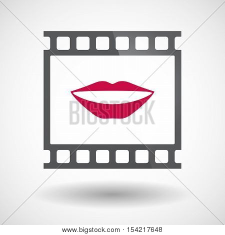 Isolated 35Mm Film Frame Slide Photogram With  A Female Mouth Smiling