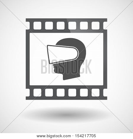 Isolated 35Mm Film Frame Slide Photogram With  A Male Head Wearing A Virtual Reality Headset