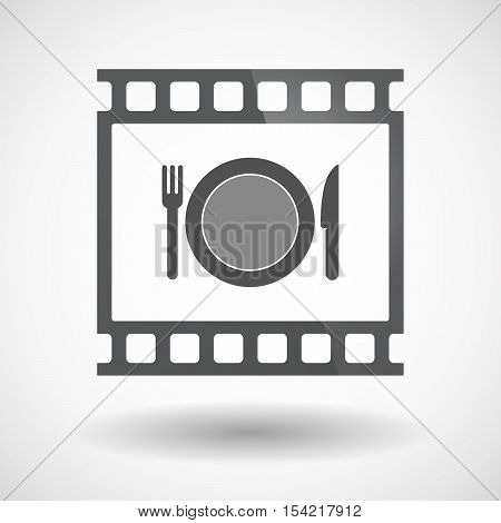 Isolated 35Mm Film Frame Slide Photogram With  A Dish, Knife And A Fork Icon