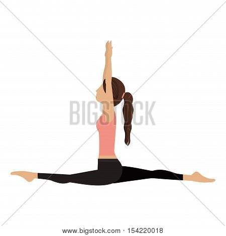 colorful yoga woman monkey pose crescent vector illustration