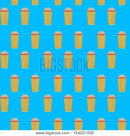 Popcorn cinema seamless pattern. Pop corn box and cinema pop corn. Vector illustration