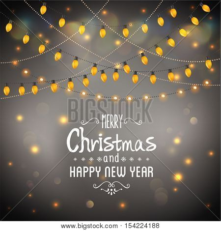 Christmas lights background. Vector