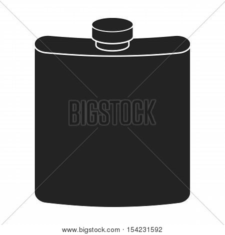 Hip flask icon in black style isolated on white background. Hunting symbol vector illustration.
