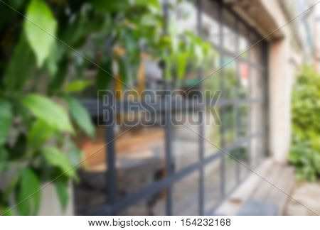 Exterior blur of street coffee shop stock photo