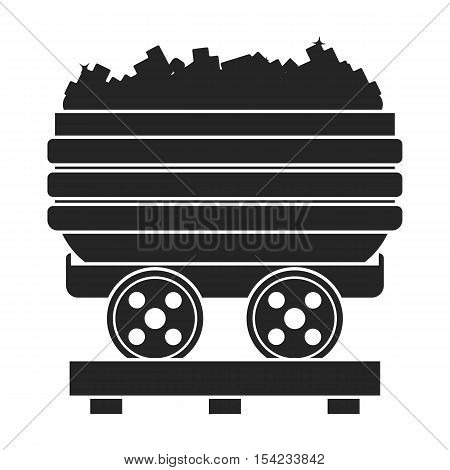 Minecart icon in black style isolated on white background. Mine symbol vector illustration.