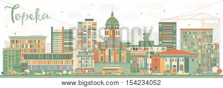 Abstract Topeka Skyline with Color Buildings. Vector Illustration. Business Travel and Tourism Concept with Modern Architecture. Image for Presentation Banner Placard and Web Site.