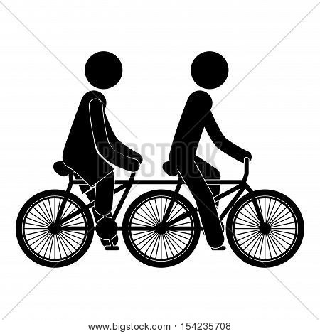 black silhouette people in polycycle vector illustration
