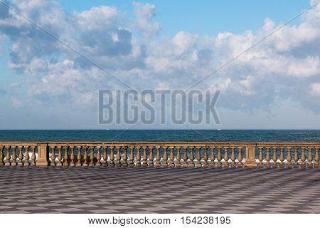 Livorno' S Mascagni Terrace And White Ferry-boats In Background, Tuscany - Italy