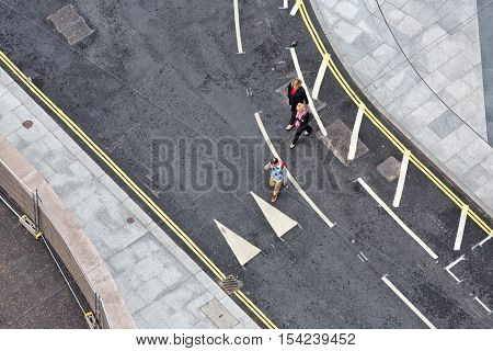 Aerial view looking down on Sumner Street from the new Tate Modern Extension building South London