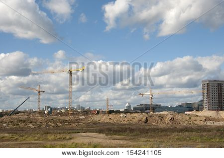 MOSCOW RUSSIA OCTOBER 01. 2016: - Construction of new apartment buildings in Tushino the norhtern part of the city