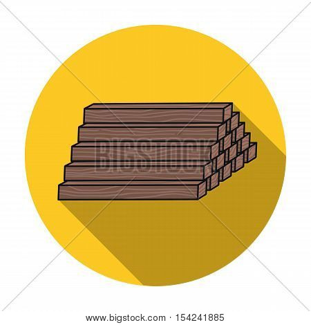 Stack of lumbers icon in flat style isolated on white background. Sawmill and timber symbol vector illustration.