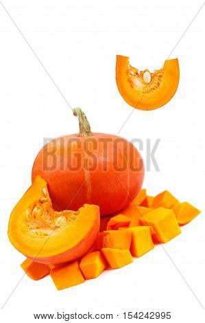 Pumpkin isolated on white background. Fresh orange pumpkins